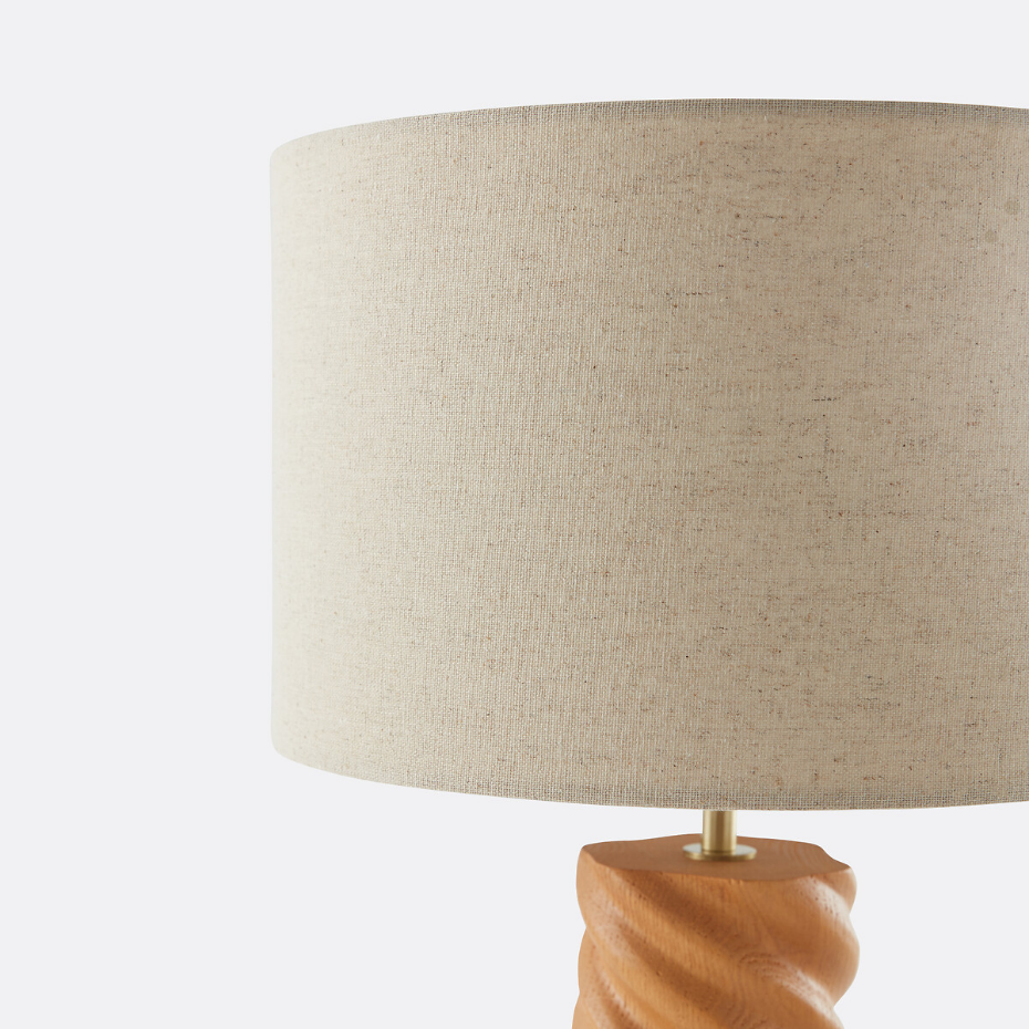 Lampe à poser chêne et lin, Dehen