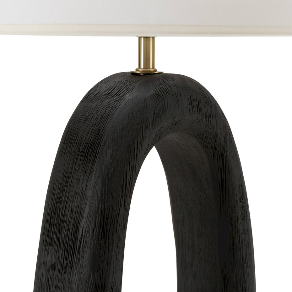 Lampe de table ovale en bois de manguier