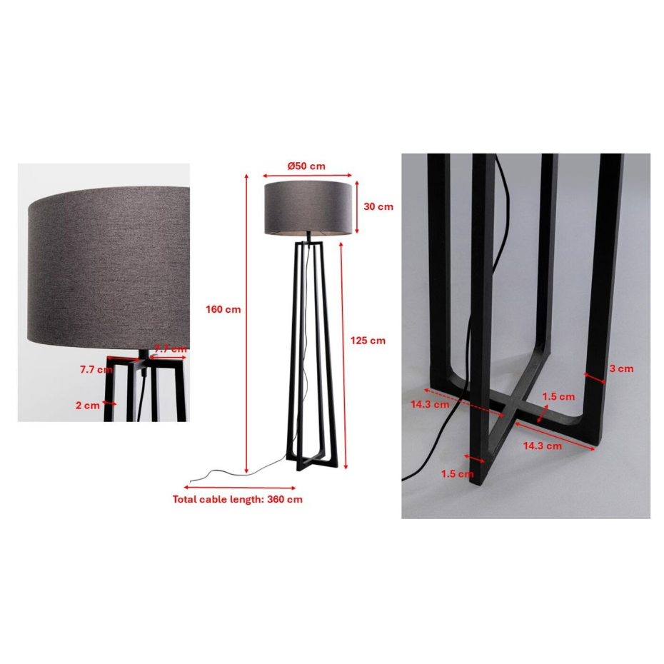 Lampadaire en acier, soie et lin, TIMON