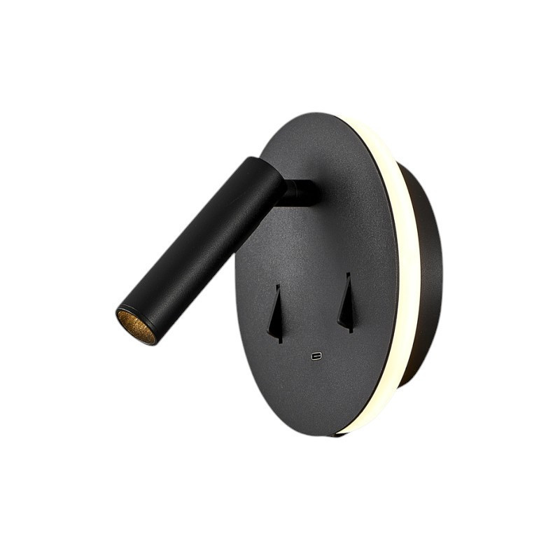 Applique Tête De Lit Led Noir USB-C Mily