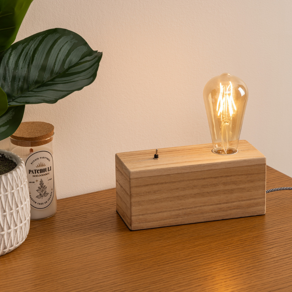Lampe à poser bois de paulownia TIBU