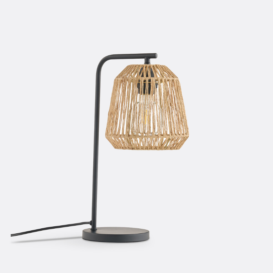 Lampe à poser, en métal fer et chanvre, YAKU