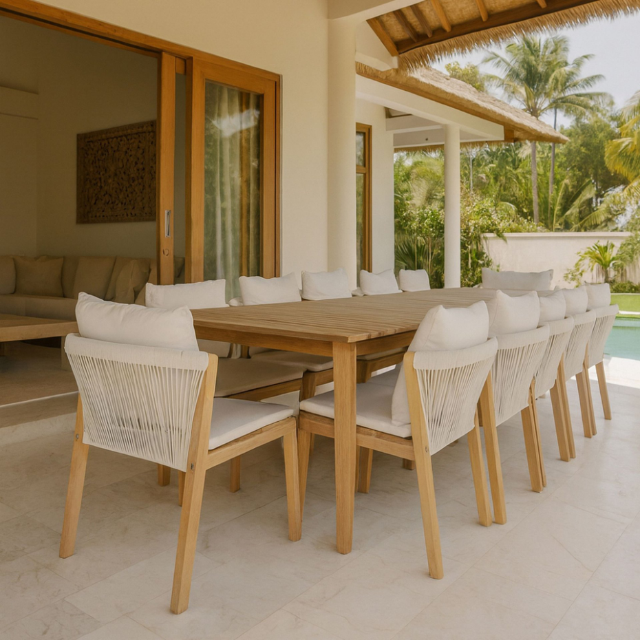 Salon de jardin table et 10 chaises en acacia, FIDJI