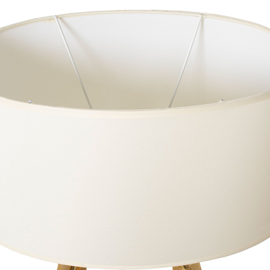 Lampe à poser en céramique dorée et abat-jour blanc