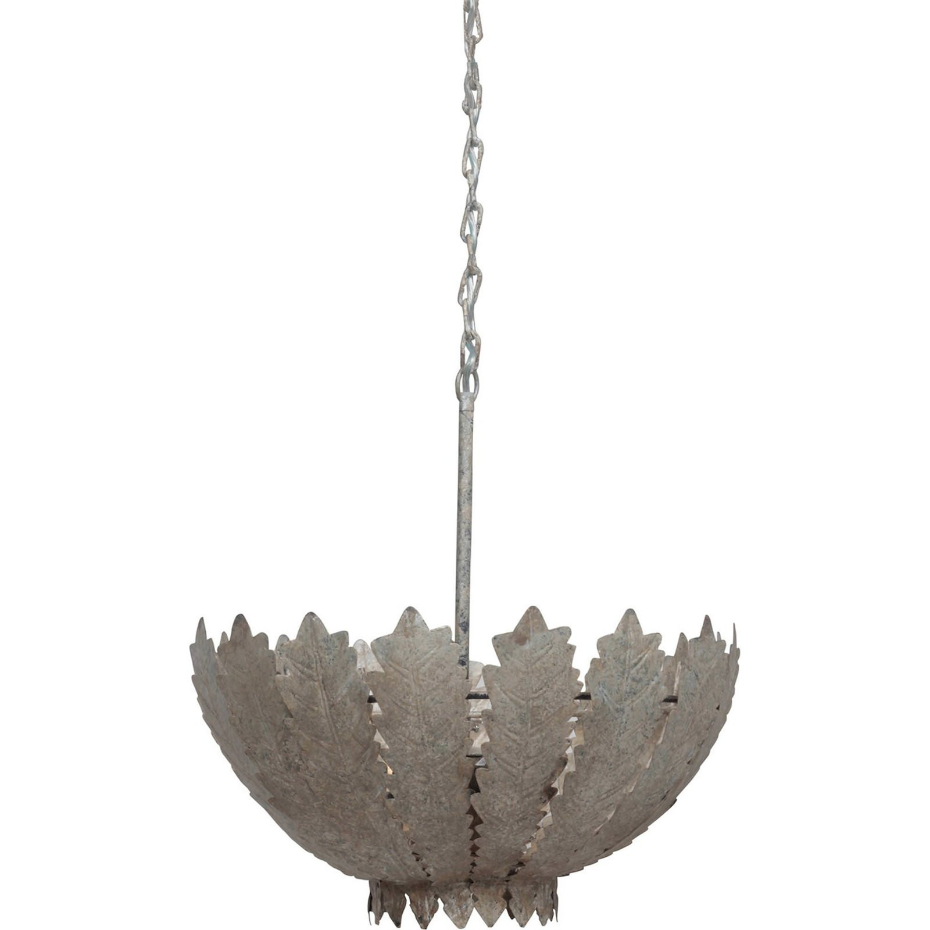 Suspension ronde en fer à motif feuilles