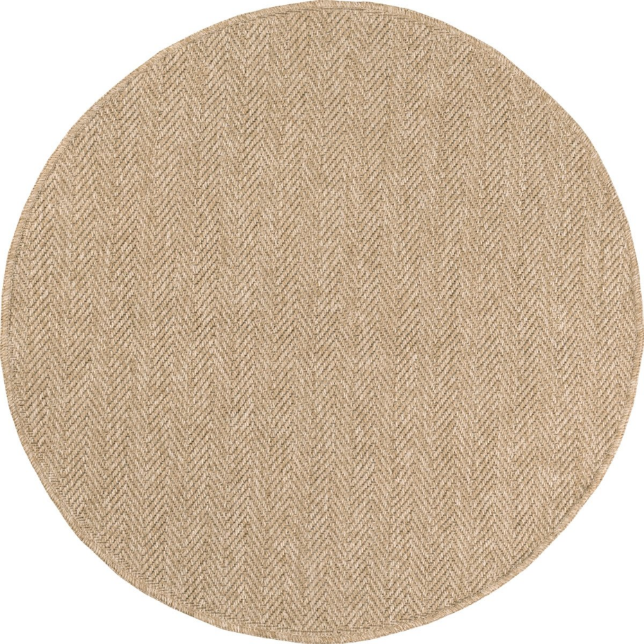 Tapis intérieur extérieur rond aspect jute cheuvrons NATURE