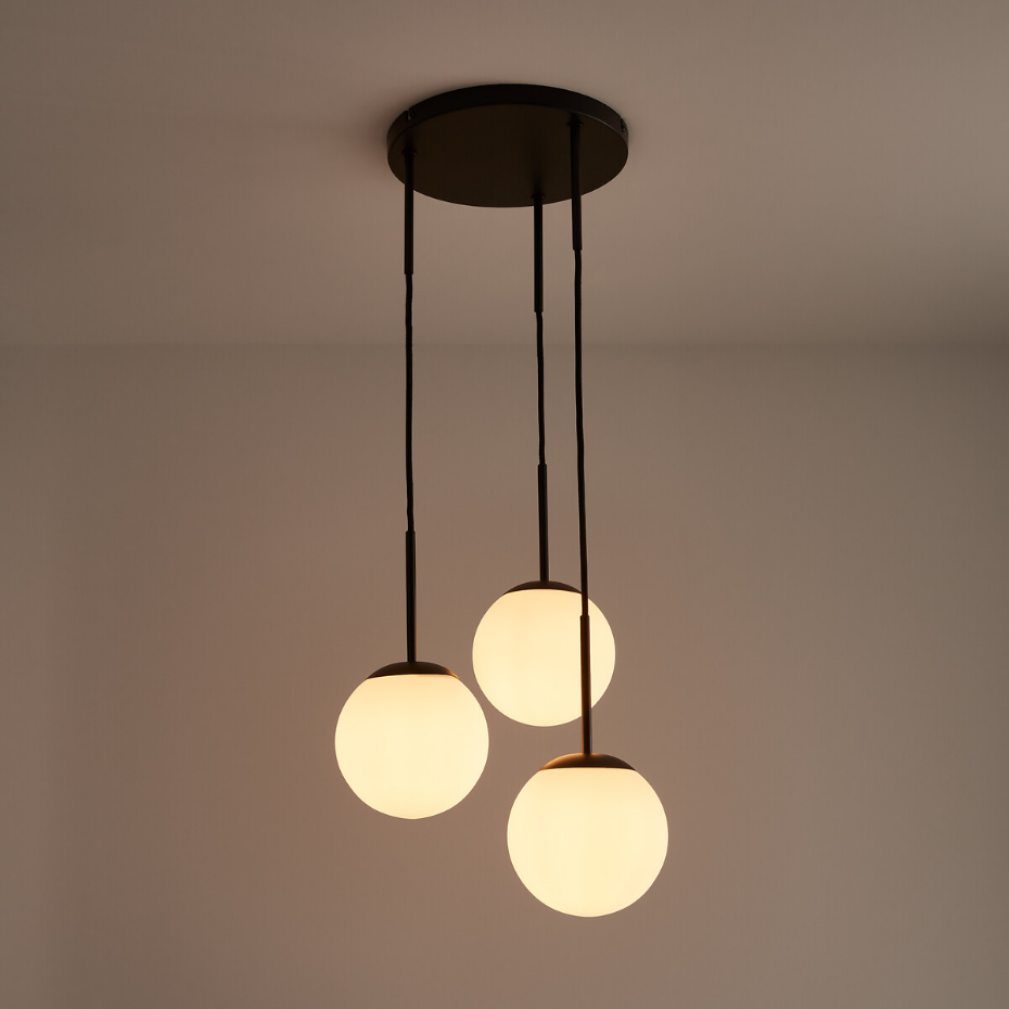 Suspension grappe métal fer et opaline, Theide