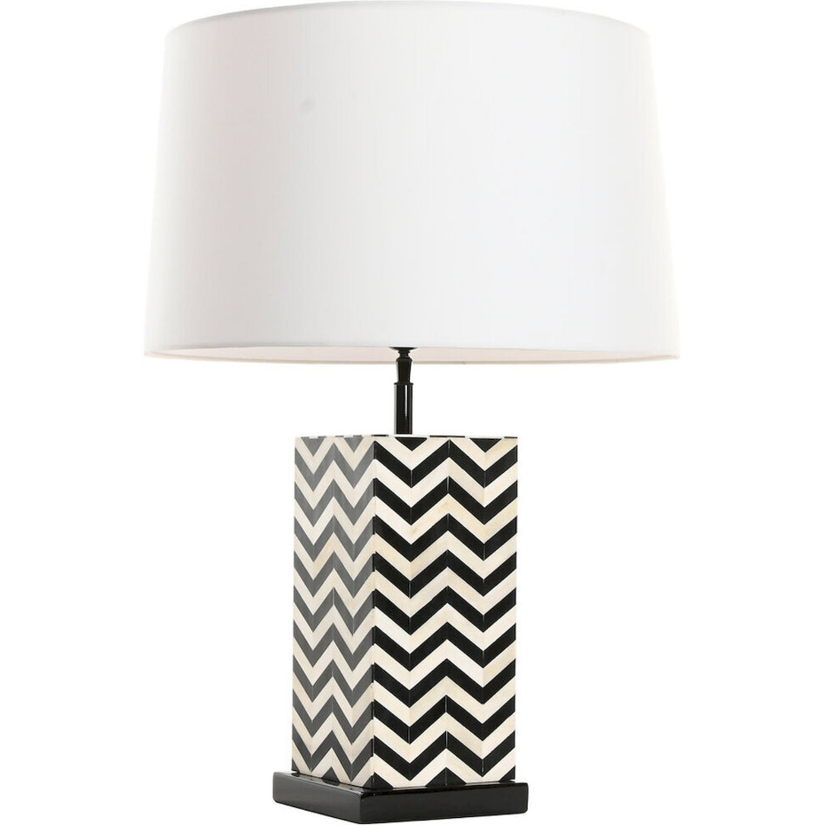 Lampe de table carrée en résine et acier motif chevron