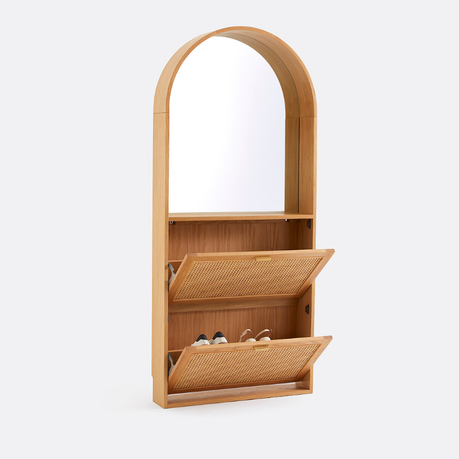 Armoire à chaussures, jusqu'à 8 paires, avec 2 abattants et miroir, MATHEO