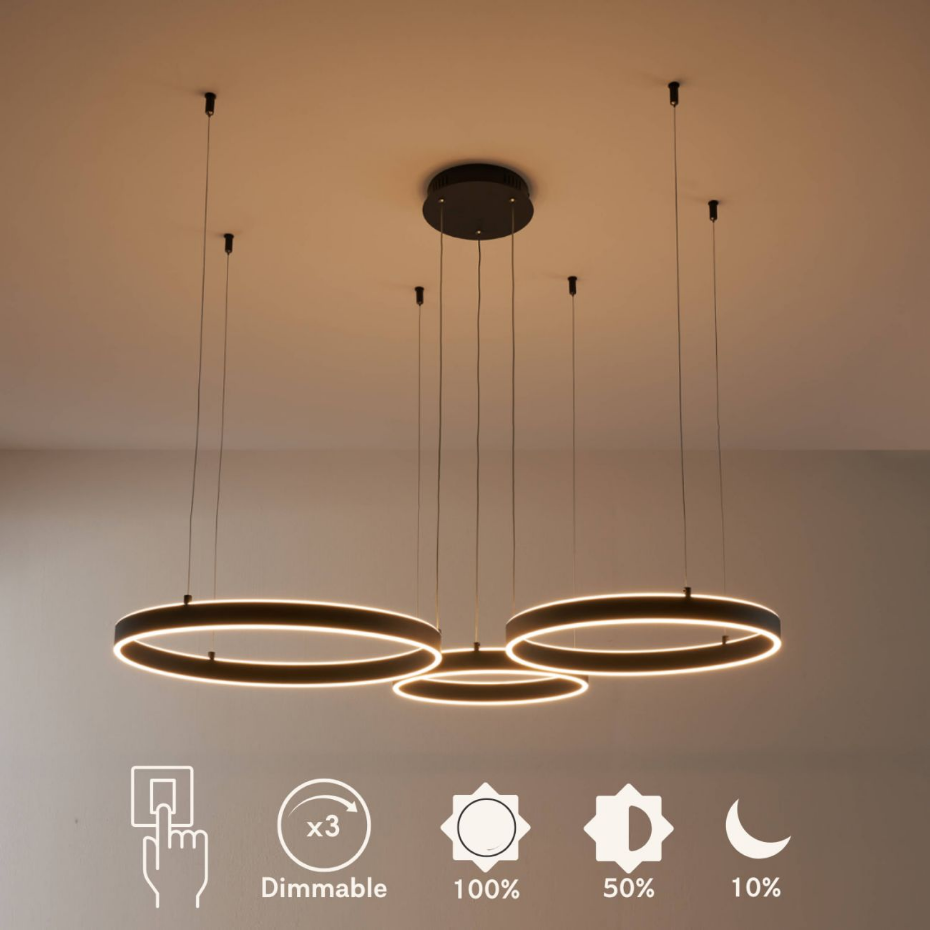Grand lustre LED à trois anneaux - BLISKO