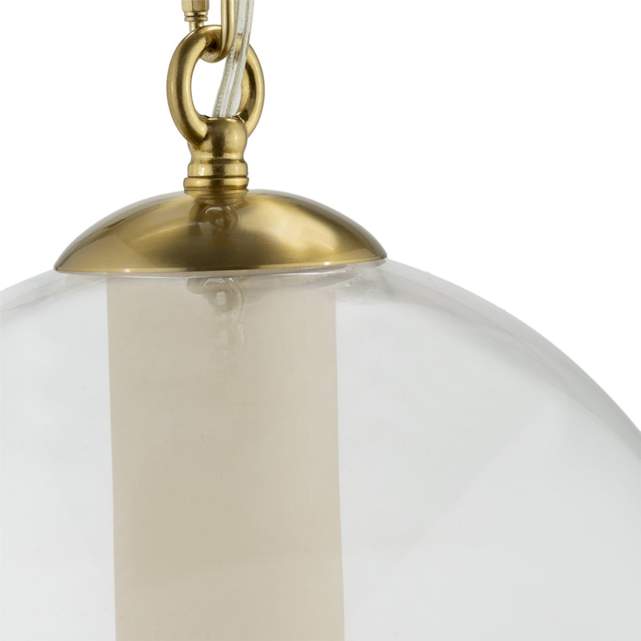 Suspension en métal et verre forme ronde albâtre