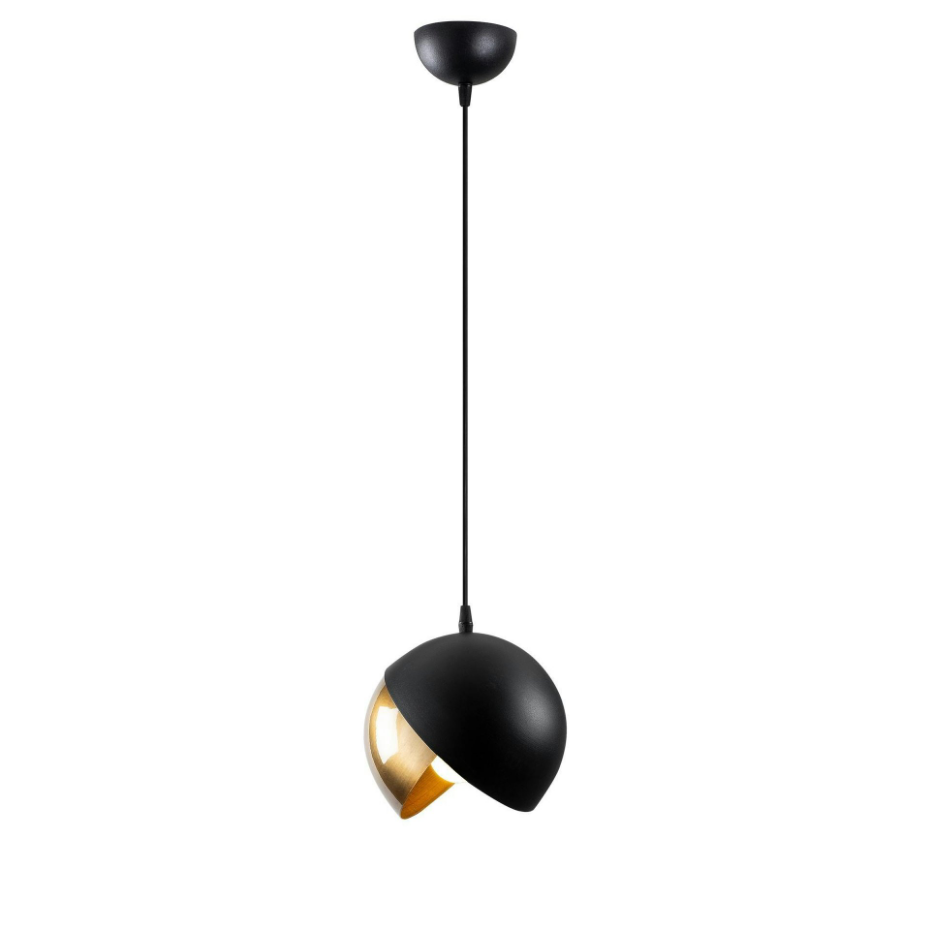 Suspension moderne noire & doré, 2 demi-sphères SILE