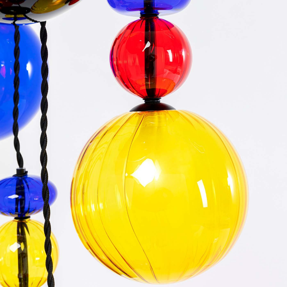 Suspension en verre et acier 9 abat-jours, MAZZO