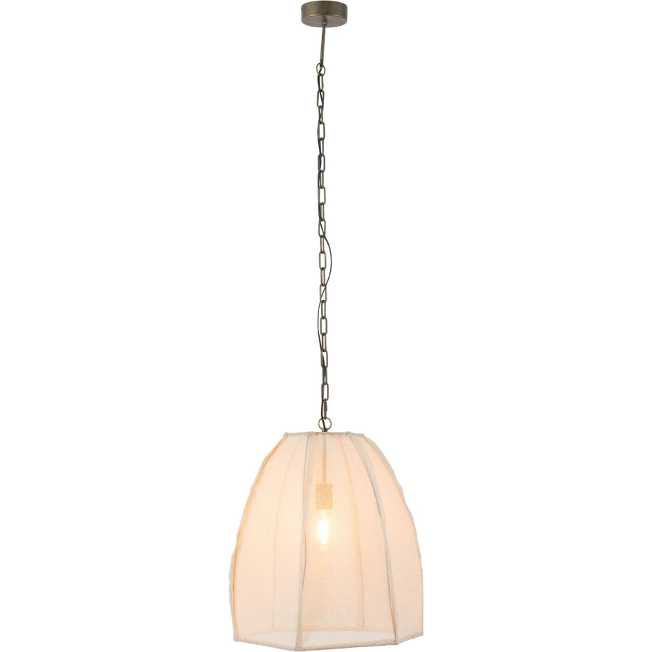 Suspension en lin et fer forme poire style organique