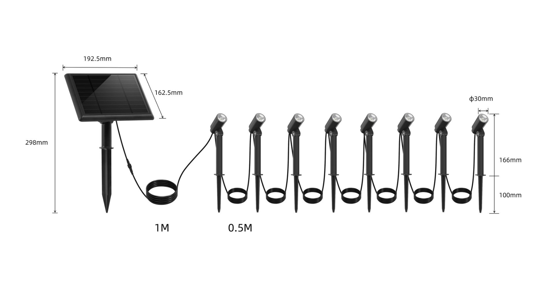 8 Spot solaire connecté MINI ROUNDY 100LM