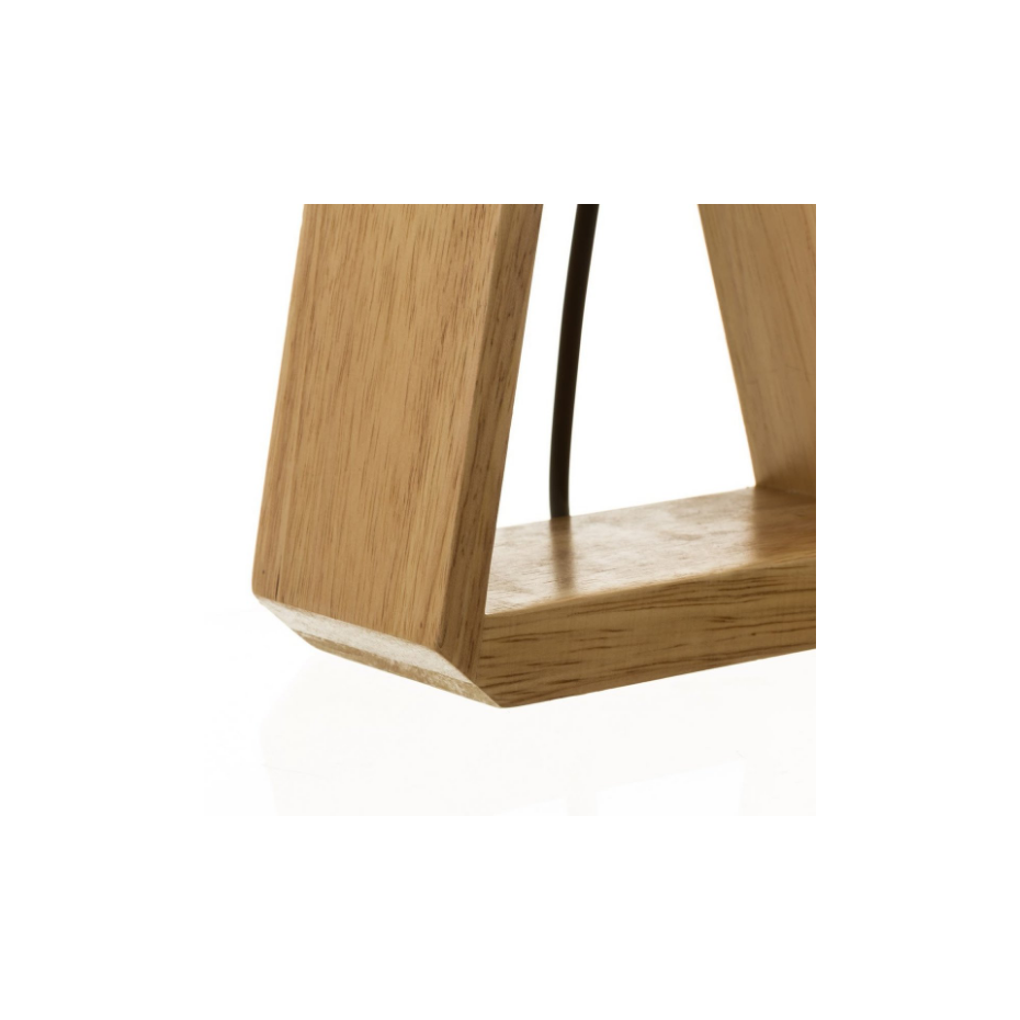 Lampe à Poser Triangle Bois et Abat-jour Blanc - Hauteur 41cm