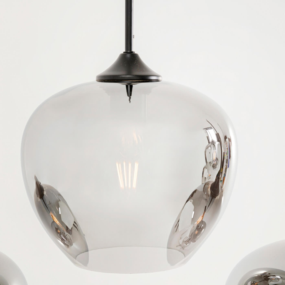 Suspension en verre et acier 5 abat-jours, SPHERE