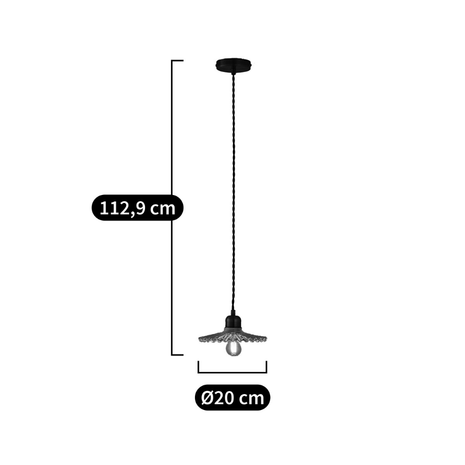 Suspension laiton et verre strié Ø20 cm, Iloa