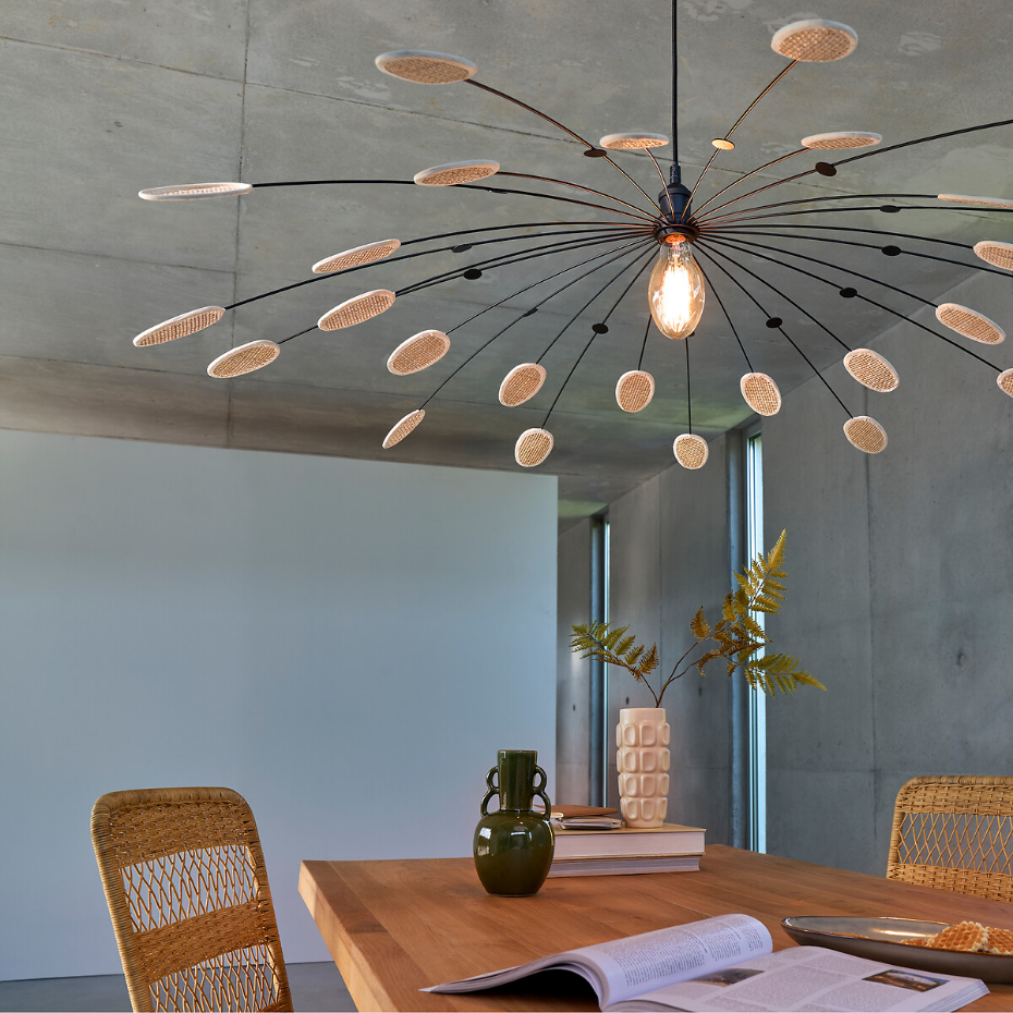 Suspension métal acier et cannage Ø138 cm, Léonie