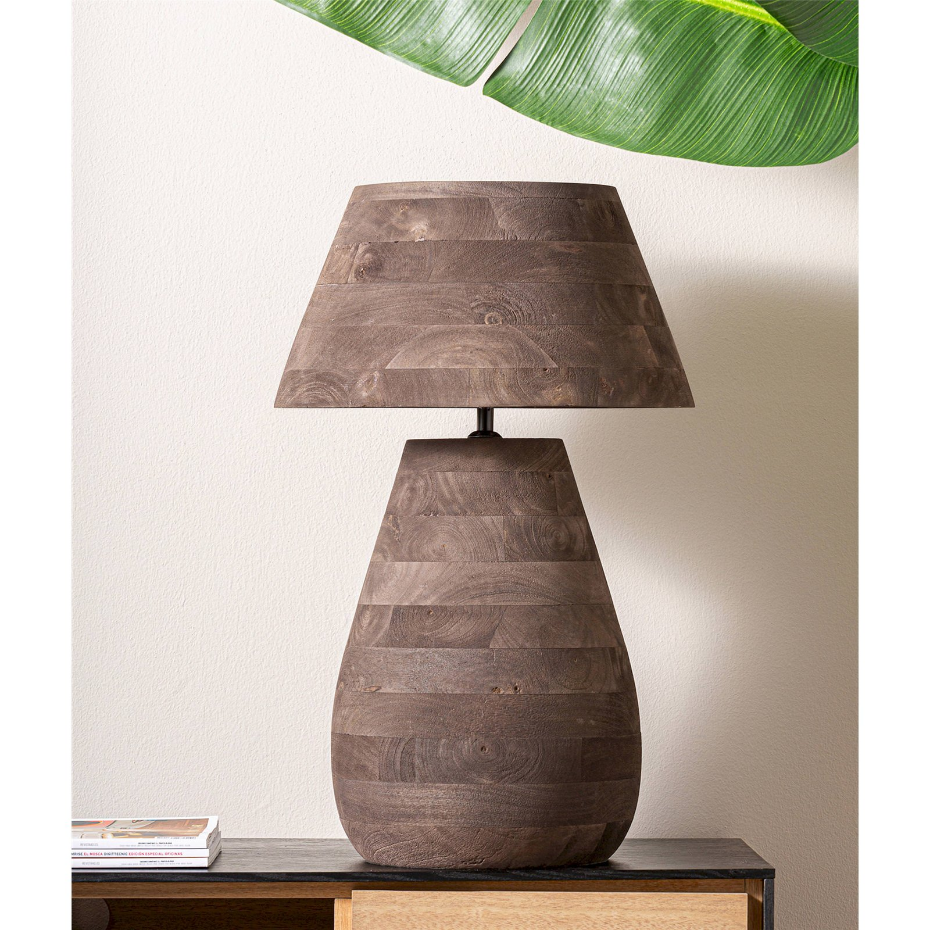 Lampe de table en bois de manguier style colonial