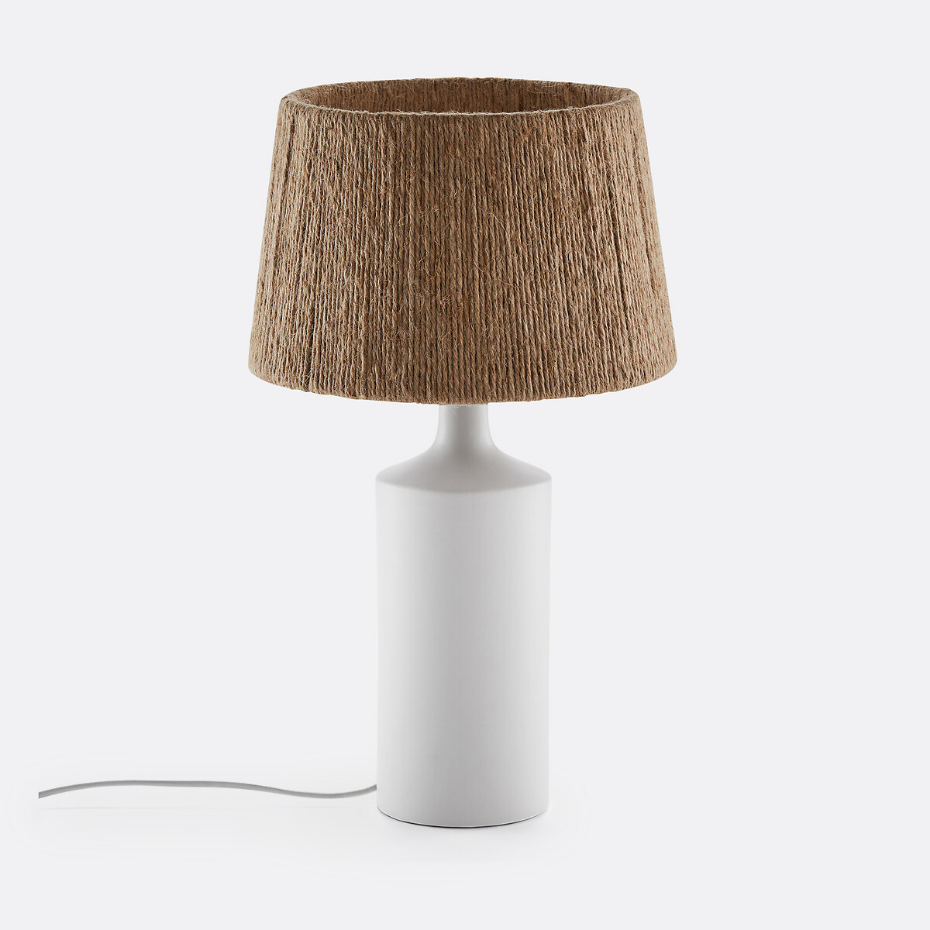 Lampe à poser céramique et chanvre, Yoru