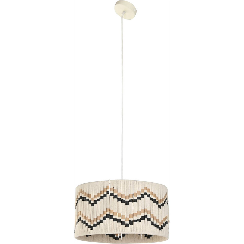 Suspension ronde en raphia tressé motif graphique Urban Vila2