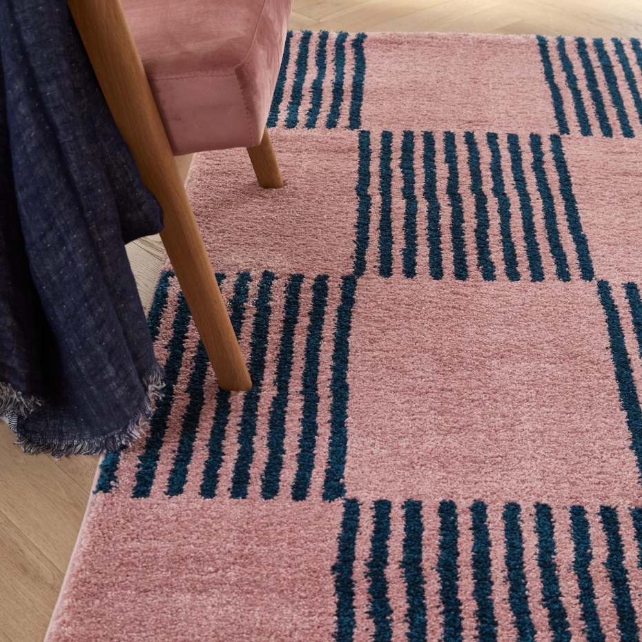 Tapis d'intérieur vintage à damier rayure GROOVY