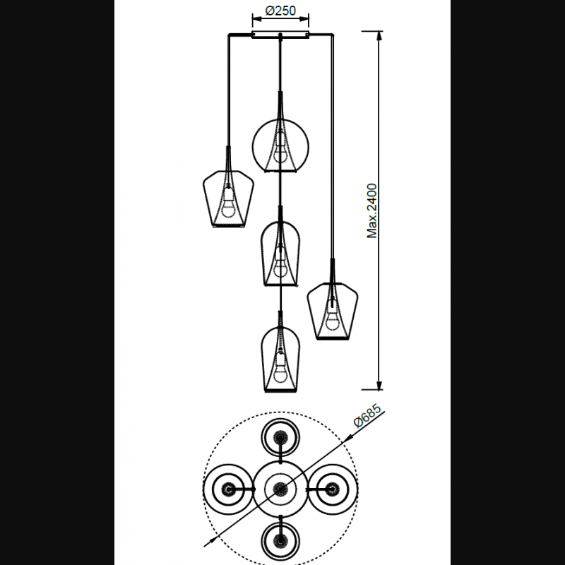 Suspension en verre italien, D.57.1 , ELSA