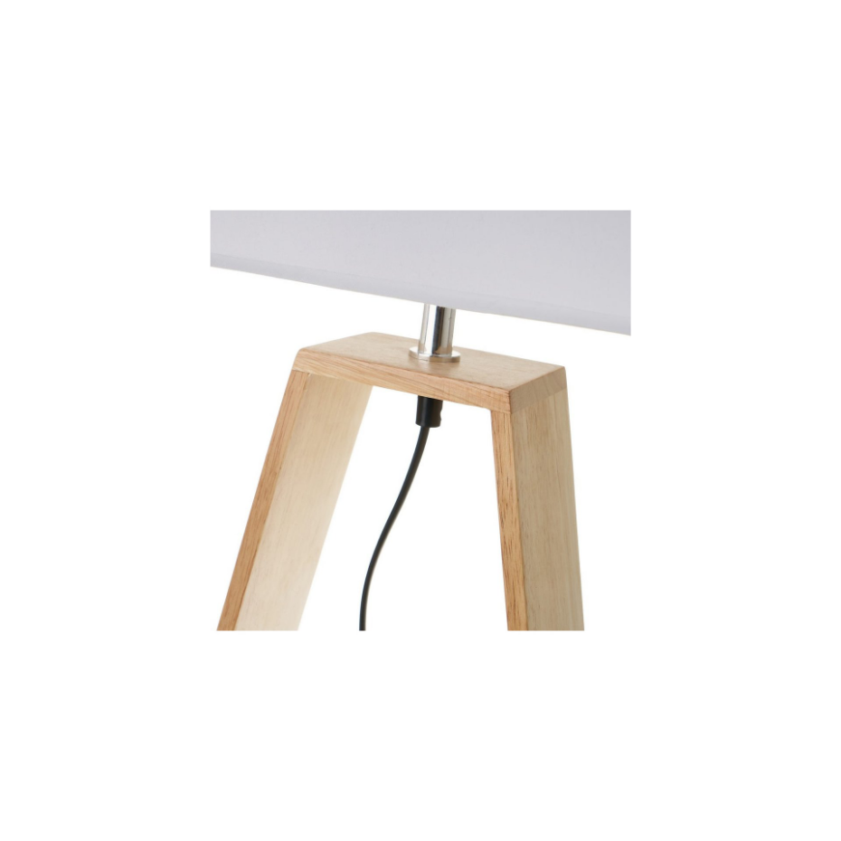 Lampe à Poser Triangle Bois et Abat-jour Blanc - Hauteur 60cm