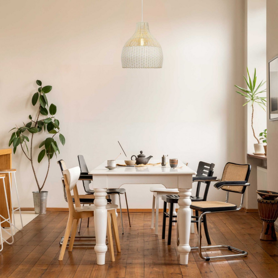 Suspension bicolore en rotin, SKIPP