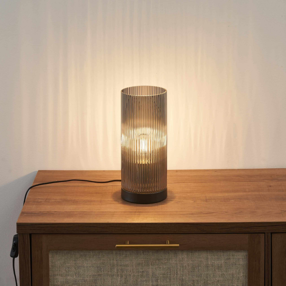 Lampe à poser verre design fumé - LIANTHA