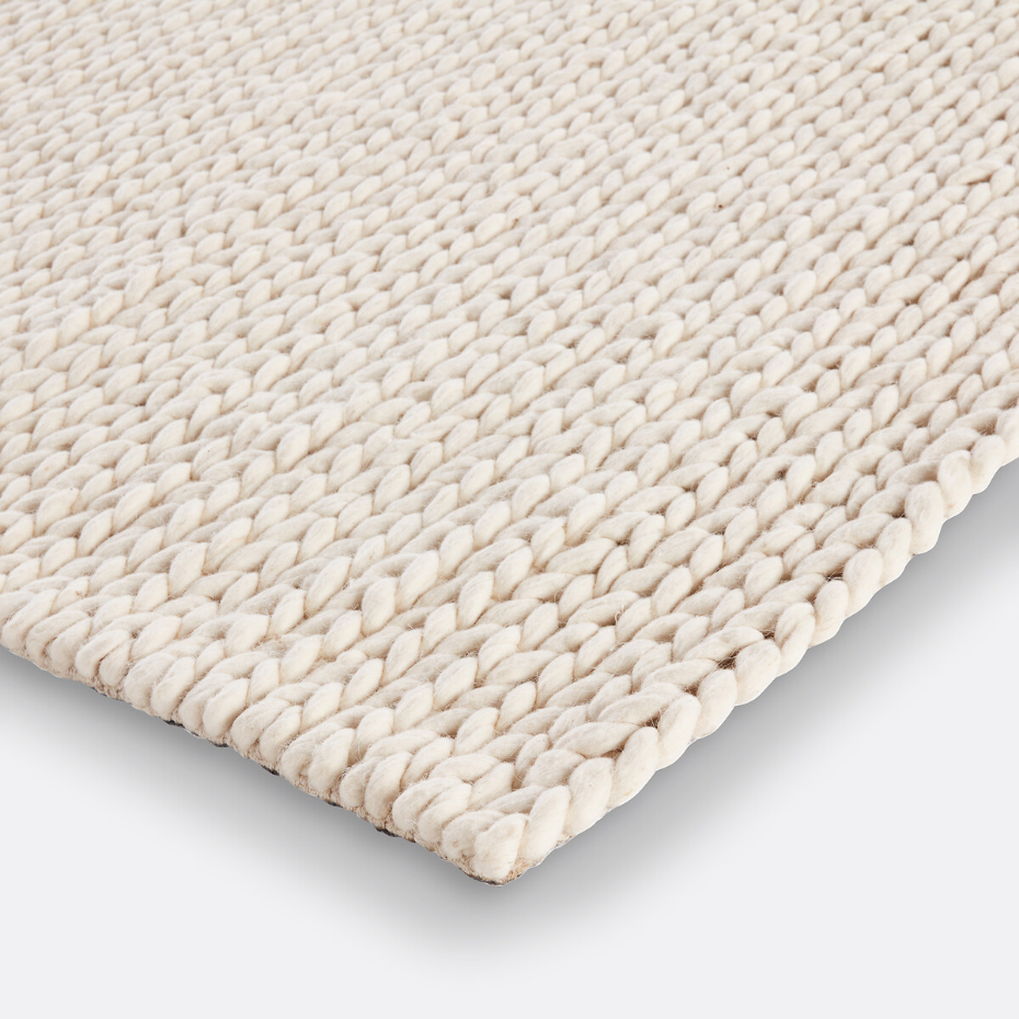 Tapis laine effet tricot forme carrée, Diano