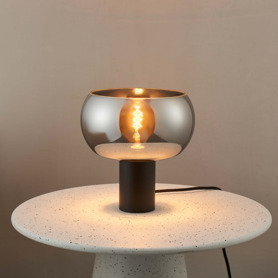 Lampe à poser verre fumé et marbre - MILAN