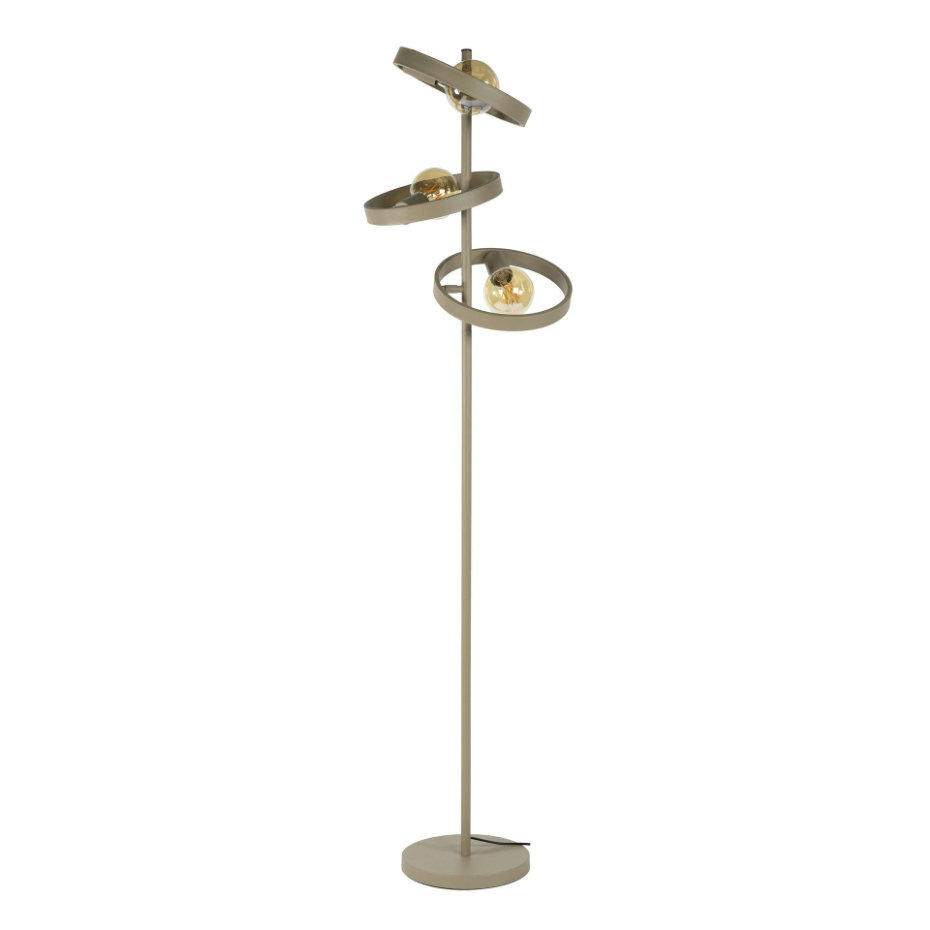 Lampadaire design beige mat 3 anneaux TRIBECA