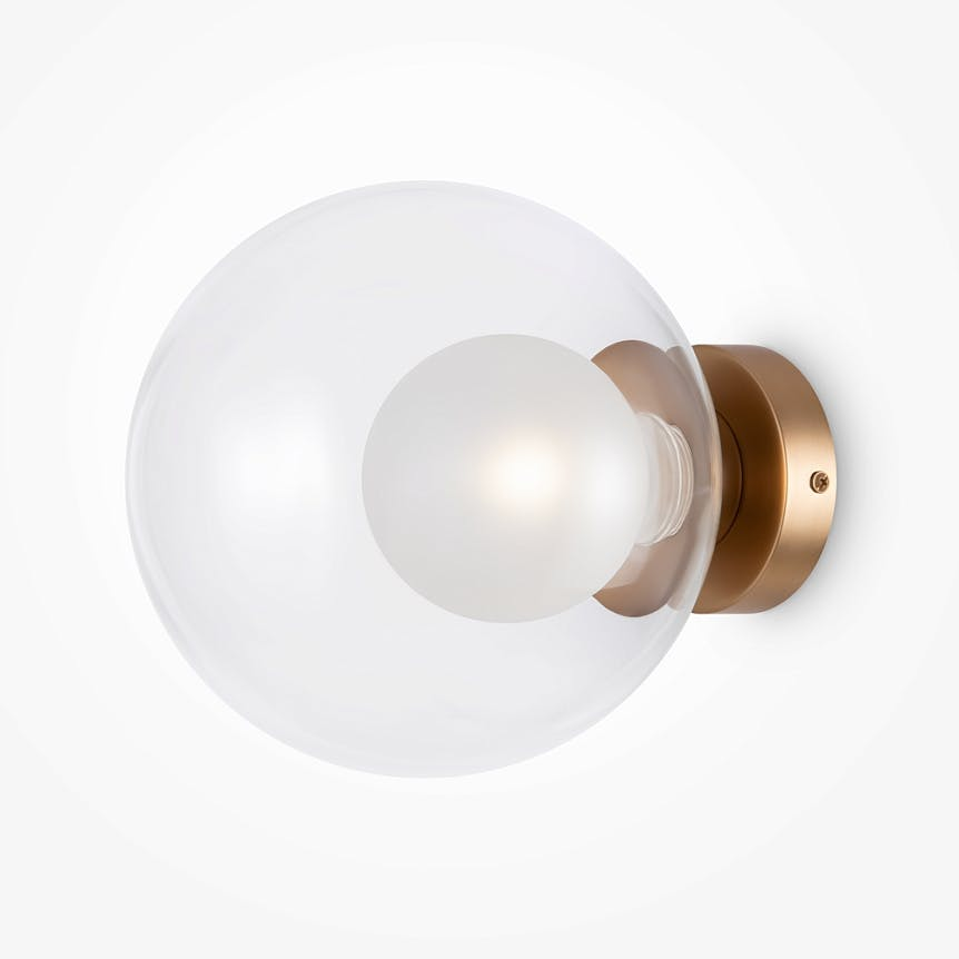 Applique globe en verre avec base or mat, 20 cm DELTONA