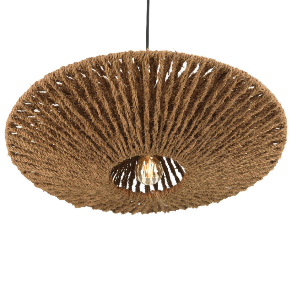 Suspension cymbale 60x60cm en fibre de coco et teck recyclé FOLELLI