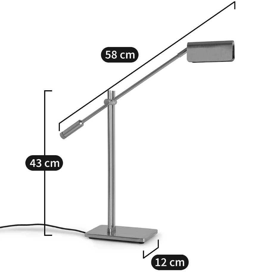 Lampe à poser articulée, nickel satiné, Phili