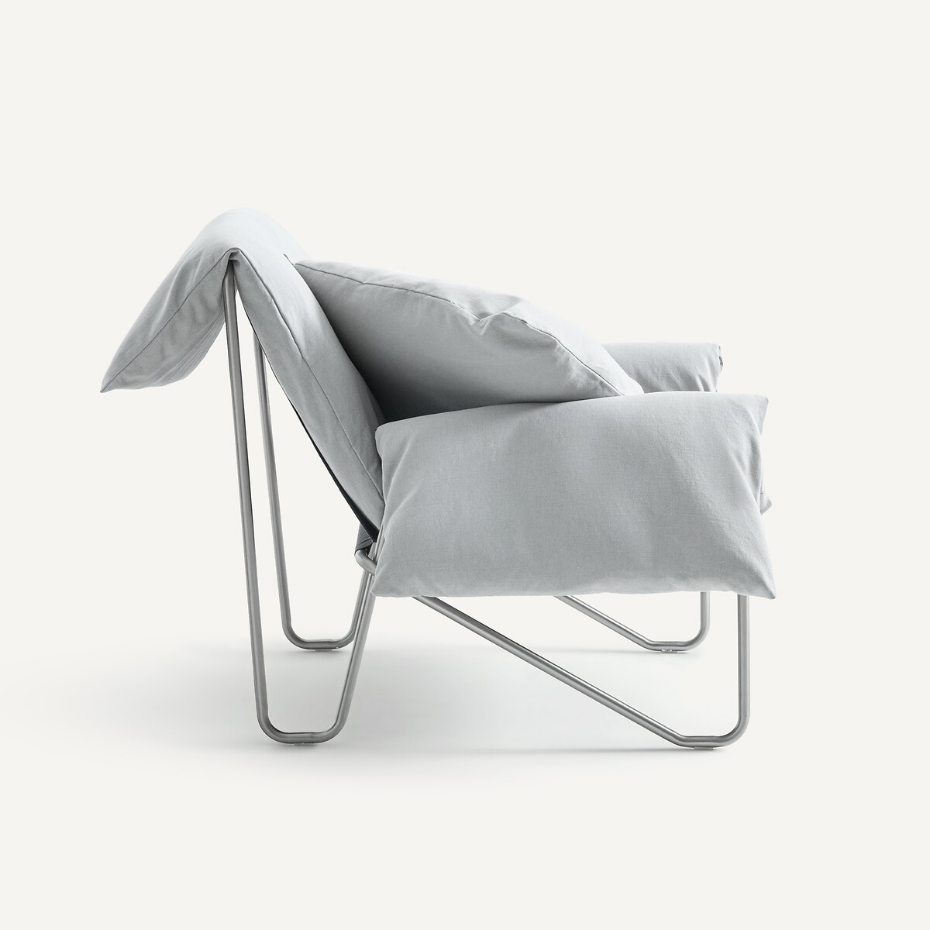Fauteuil en coton-lin et métal acier, Nomad
