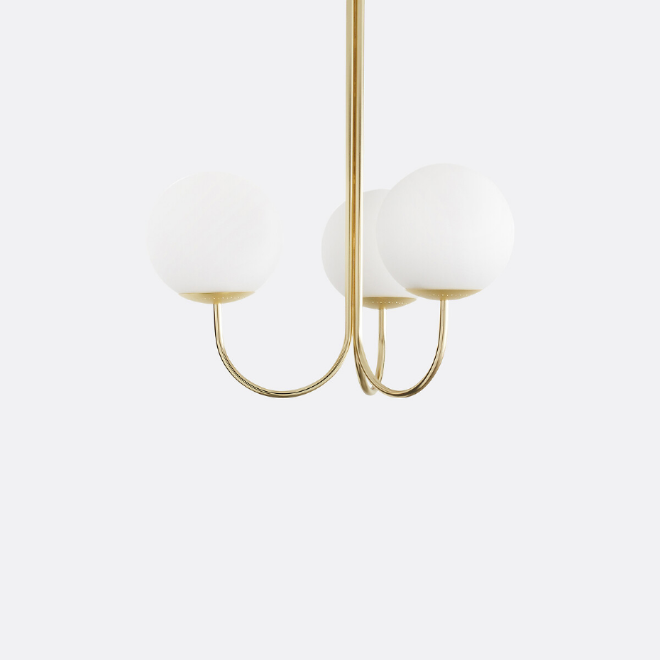 Suspension laiton et verre opaline, Moricio