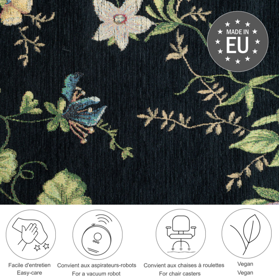 Tapis floral tissé à la machine avec bordure - Flomi