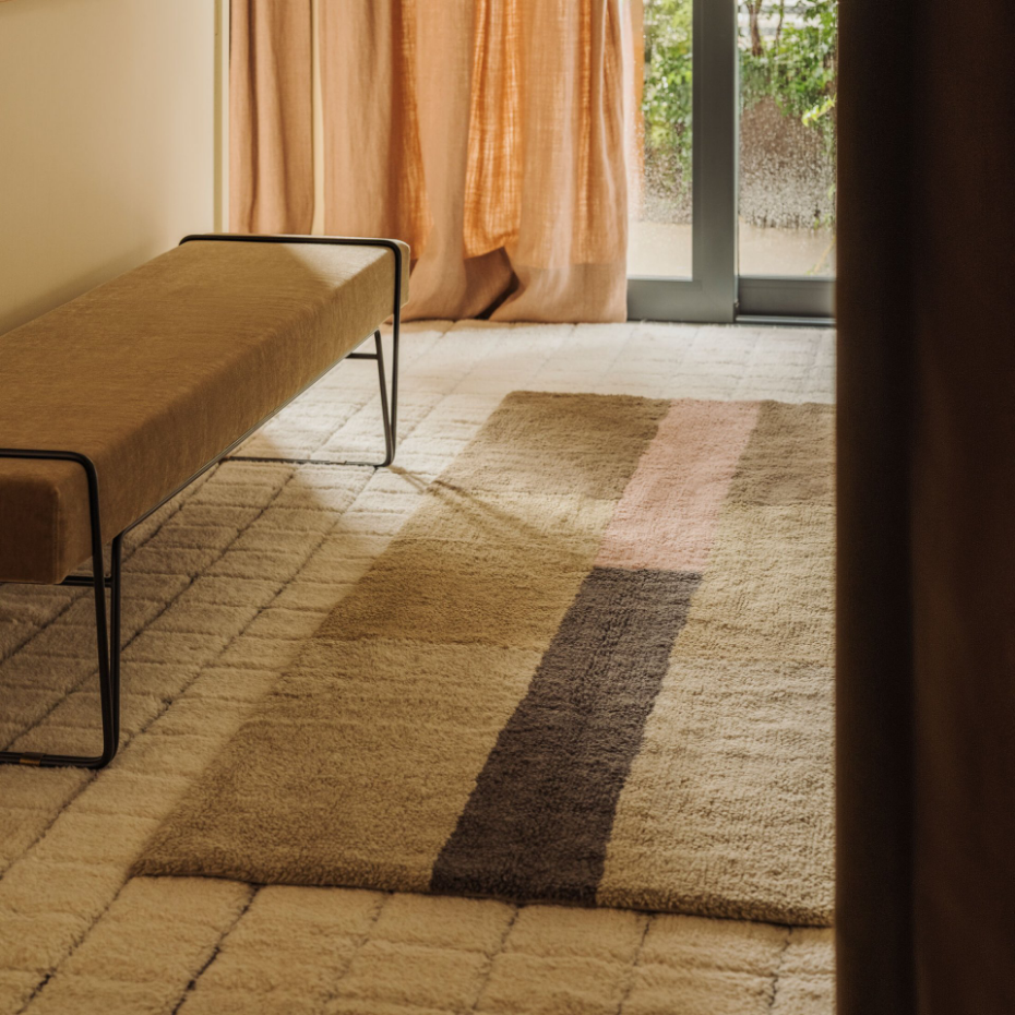 Tapis Lainable Rectangulaire Rose Fané CHROMA STRIPES