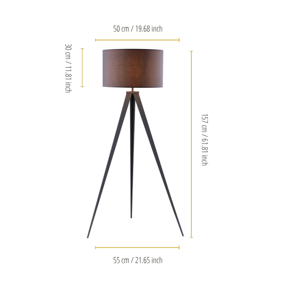 Lampadaire Intérieur Trépied Métal ROMANZA