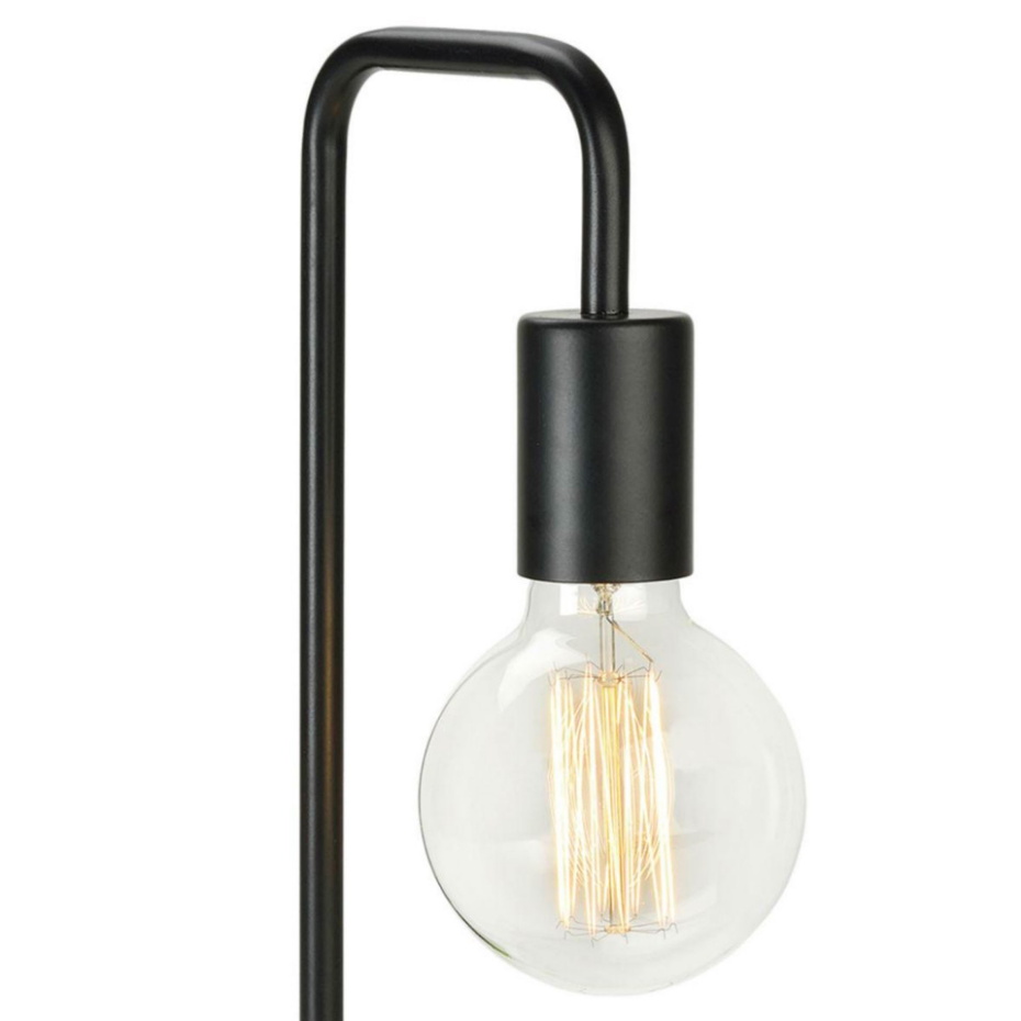 Lampe à Poser Courbée Design en Bois et Métal Noir