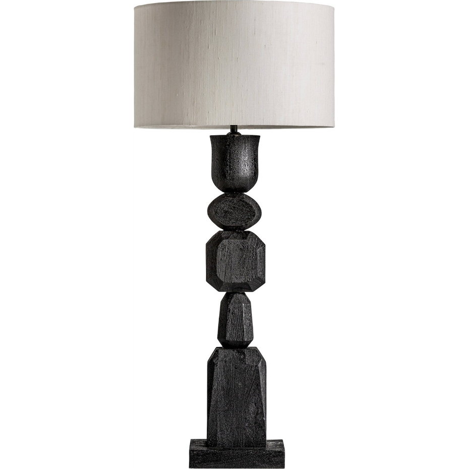 Lampe de salon en bois de manguier et jute