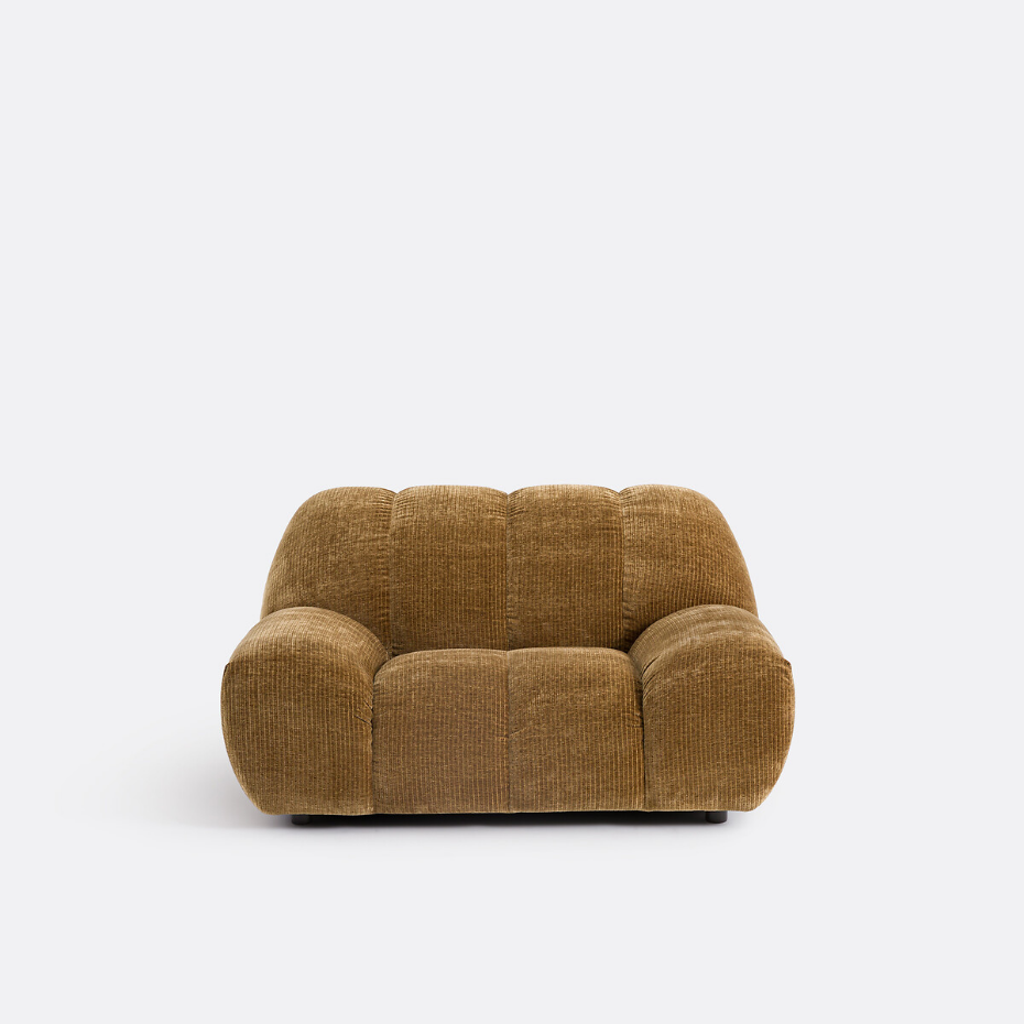Fauteuil XL, velours côtelé vintage, Nuria