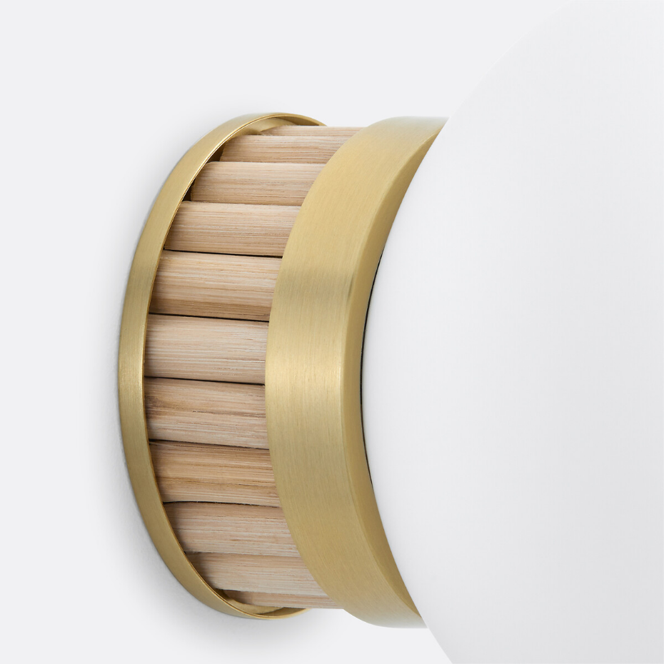 Applique ou plafonnier, en laiton, bambou et verre opaline, DOLCE