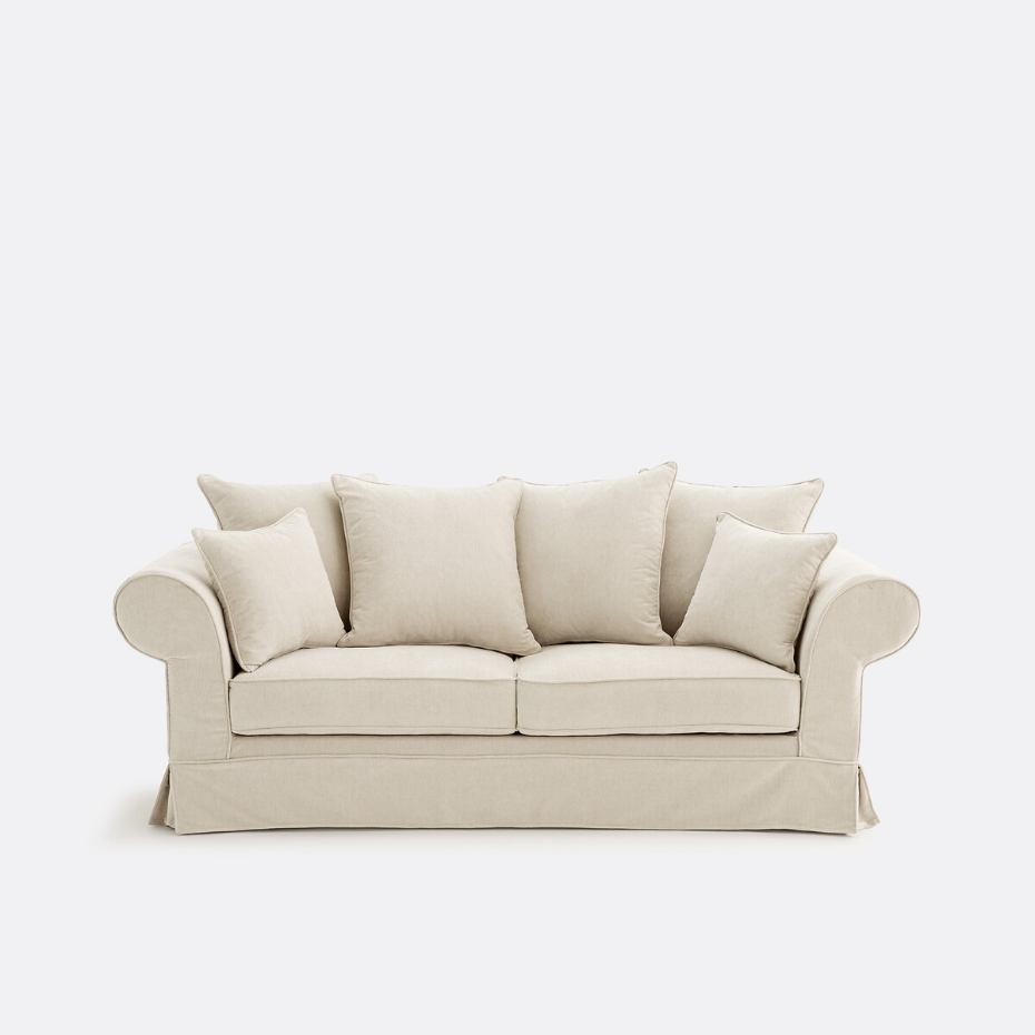 Canapé droit, convertible, 2 ou 3 places, en polyester chiné, ADELIA