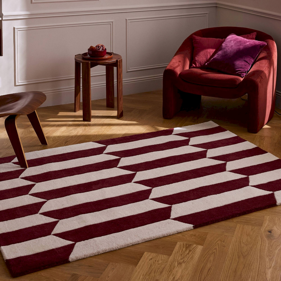 Tapis rectangulaire en laine et coton
