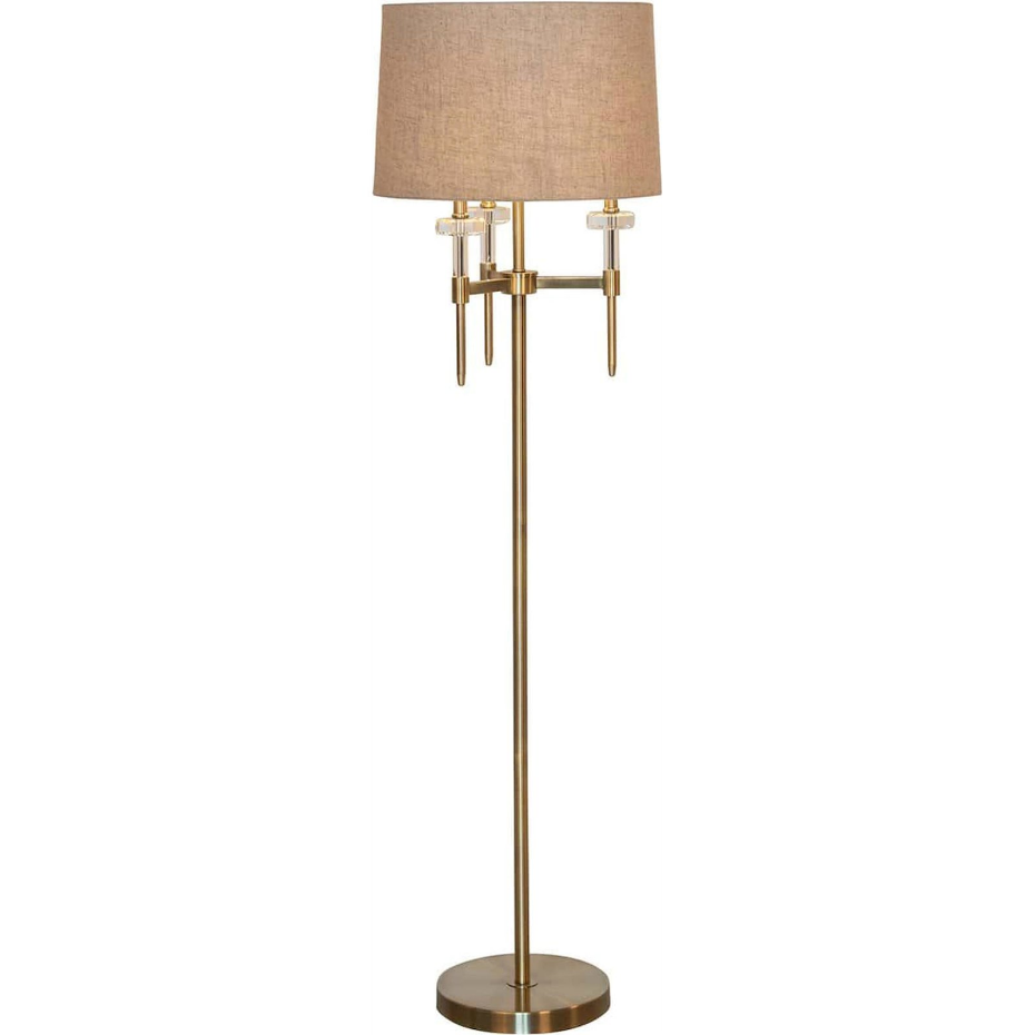 Lampadaire en fer doré abat-jour tissu et détails cristal