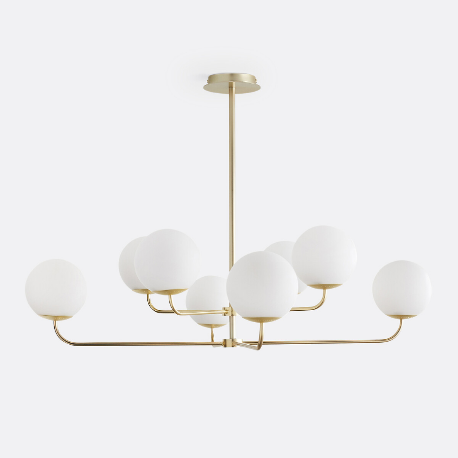 Suspension laiton et verre opaline, Moricio